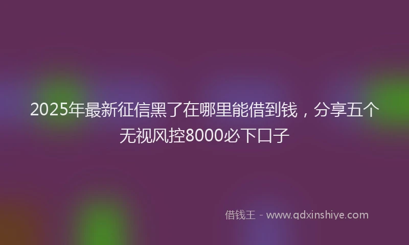 2025年最新征信黑了在哪里能借到钱，分享五个无视风控8000必下口子