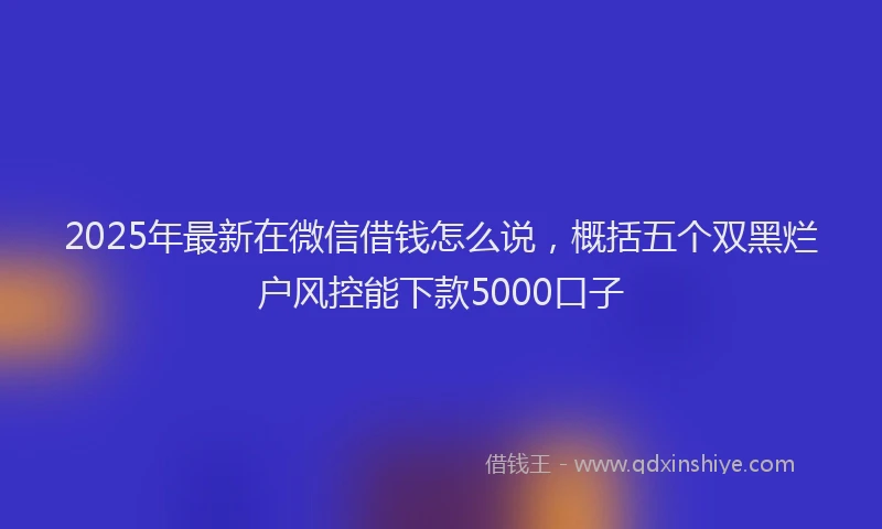 2025年最新在微信借钱怎么说，概括五个双黑烂户风控能下款5000口子