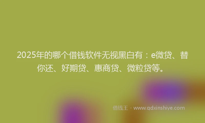 2025年的哪个借钱软件无视黑白有：e微贷、替你还、好期贷、惠商贷、微粒贷等。