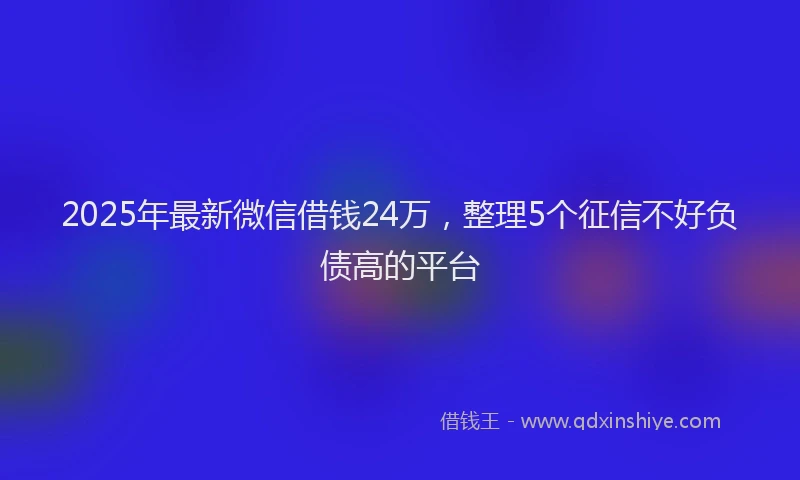 2025年最新微信借钱24万，整理5个征信不好负债高的平台