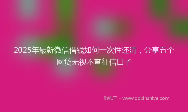 2025年最新微信借钱如何一次性还清，分享五个网贷无视不查征信口子