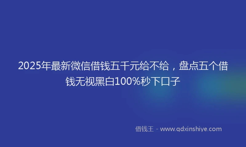 2025年最新微信借钱五千元给不给，盘点五个借钱无视黑白100%秒下口子