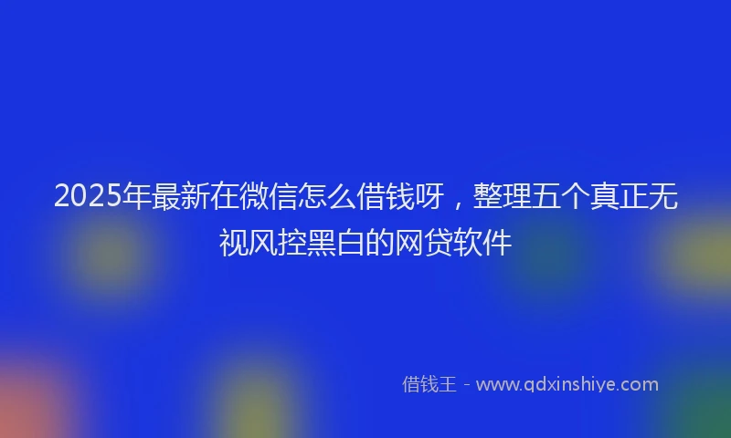 2025年最新在微信怎么借钱呀，整理五个真正无视风控黑白的网贷软件