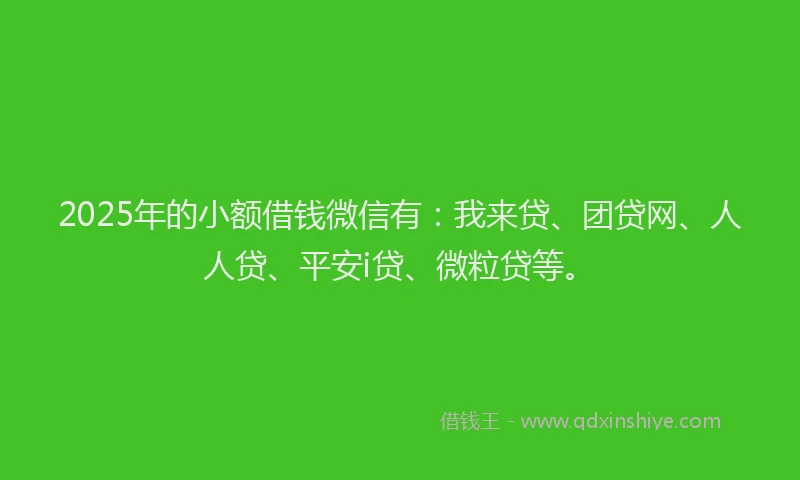 2025年的小额借钱微信有：我来贷、团贷网、人人贷、平安i贷、微粒贷等。