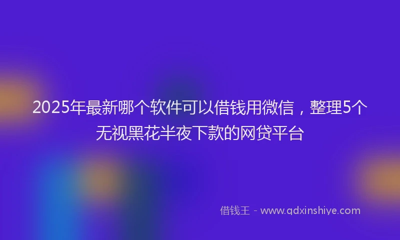 2025年最新哪个软件可以借钱用微信，整理5个无视黑花半夜下款的网贷平台
