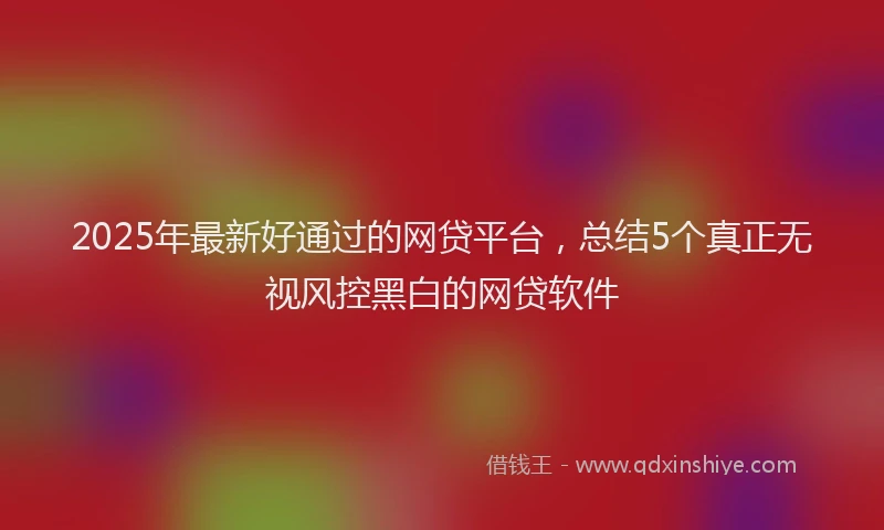 2025年最新好通过的网贷平台，总结5个真正无视风控黑白的网贷软件