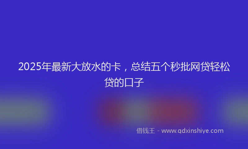 2025年最新大放水的卡，总结五个秒批网贷轻松贷的口子