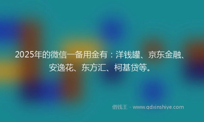 2025年的微信一备用金有：洋钱罐、京东金融、安逸花、东方汇、柯基贷等。