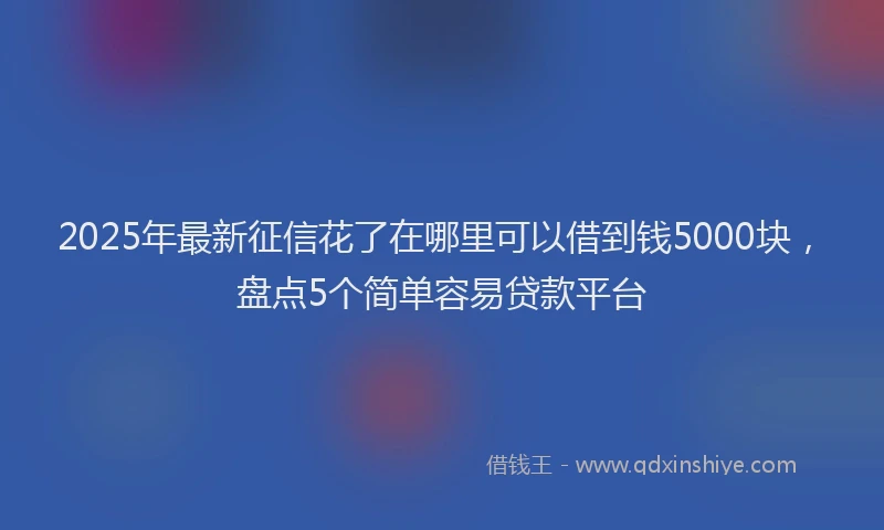 2025年最新征信花了在哪里可以借到钱5000块，盘点5个简单容易贷款平台