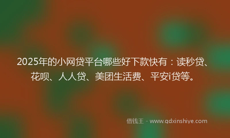 2025年的小网贷平台哪些好下款快有：读秒贷、花呗、人人贷、美团生活费、平安i贷等。