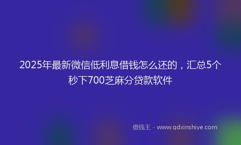 2025年最新微信低利息借钱怎么还的，汇总5个秒下700芝麻分贷款软件