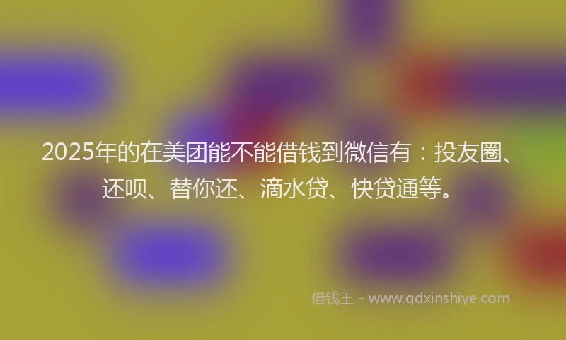 2025年的在美团能不能借钱到微信有：投友圈、还呗、替你还、滴水贷、快贷通等。