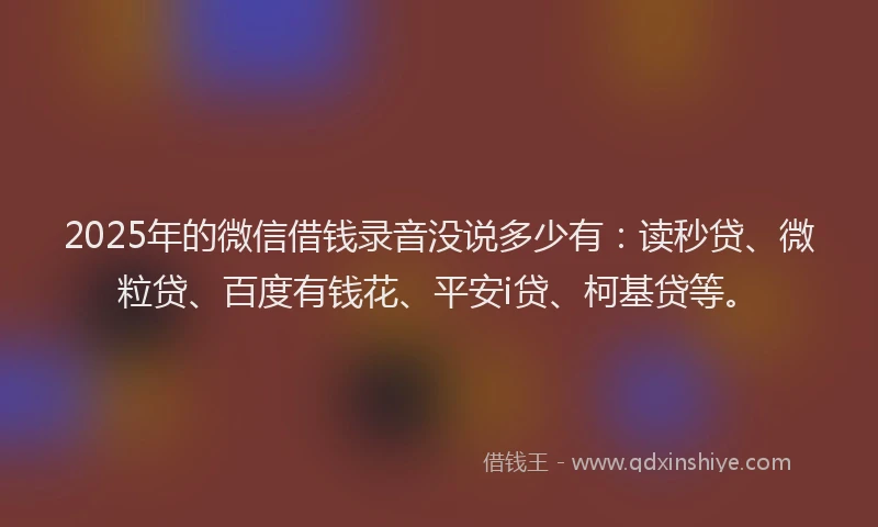 2025年的微信借钱录音没说多少有：读秒贷、微粒贷、百度有钱花、平安i贷、柯基贷等。
