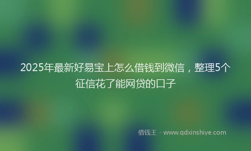2025年最新好易宝上怎么借钱到微信，整理5个征信花了能网贷的口子