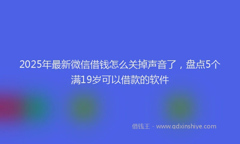 2025年最新微信借钱怎么关掉声音了，盘点5个满19岁可以借款的软件