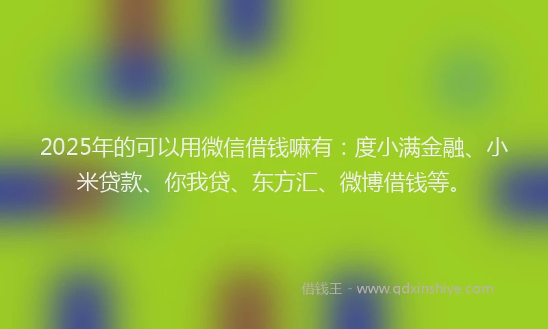 2025年的可以用微信借钱嘛有：度小满金融、小米贷款、你我贷、东方汇、微博借钱等。