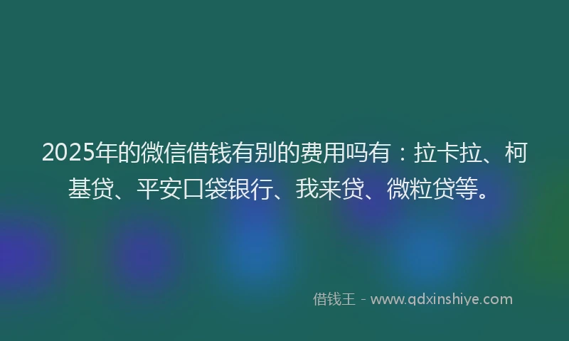 2025年的微信借钱有别的费用吗有：拉卡拉、柯基贷、平安口袋银行、我来贷、微粒贷等。