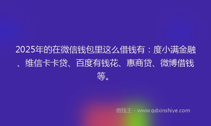 2025年的在微信钱包里这么借钱有：度小满金融、维信卡卡贷、百度有钱花、惠商贷、微博借钱等。