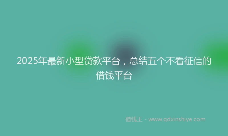 2025年最新小型贷款平台，总结五个不看征信的借钱平台
