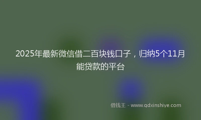 2025年最新微信借二百块钱口子，归纳5个11月能贷款的平台