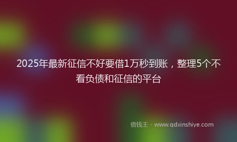 2025年最新征信不好要借1万秒到账，整理5个不看负债和征信的平台