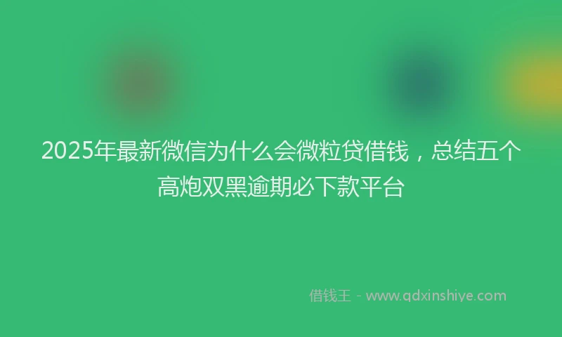 2025年最新微信为什么会微粒贷借钱，总结五个高炮双黑逾期必下款平台