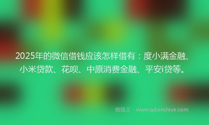 2025年的微信借钱应该怎样借有：度小满金融、小米贷款、花呗、中原消费金融、平安i贷等。