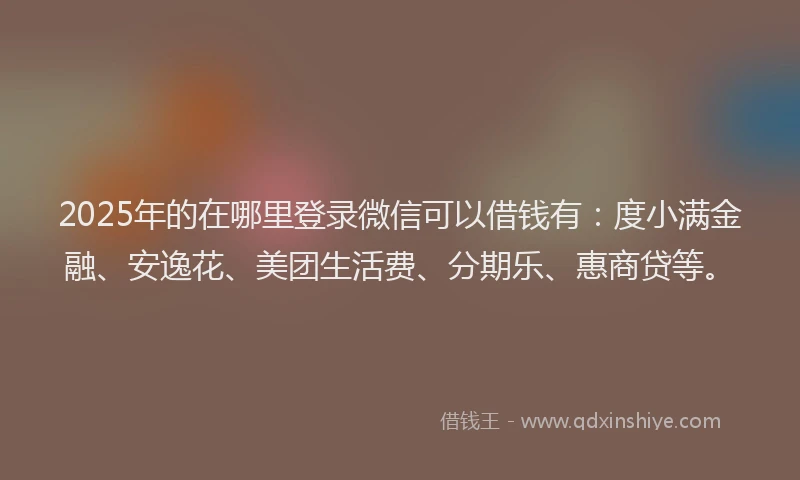 2025年的在哪里登录微信可以借钱有：度小满金融、安逸花、美团生活费、分期乐、惠商贷等。