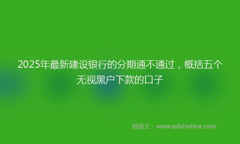 2025年最新建设银行的分期通不通过，概括五个无视黑户下款的口子