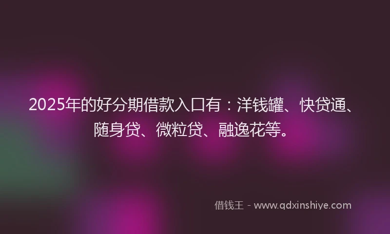 2025年的好分期借款入口有：洋钱罐、快贷通、随身贷、微粒贷、融逸花等。