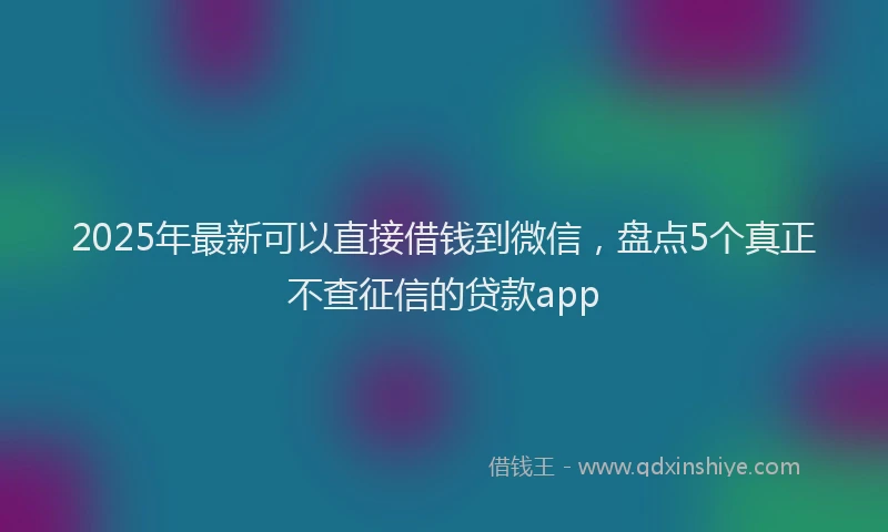 2025年最新可以直接借钱到微信，盘点5个真正不查征信的贷款app