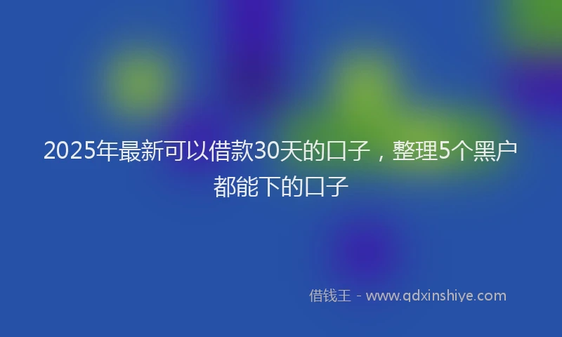2025年最新可以借款30天的口子，整理5个黑户都能下的口子