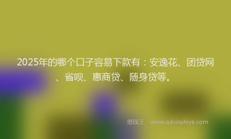 2025年的哪个口子容易下款有：安逸花、团贷网、省呗、惠商贷、随身贷等。