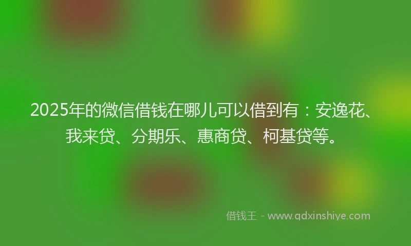 2025年的微信借钱在哪儿可以借到有：安逸花、我来贷、分期乐、惠商贷、柯基贷等。