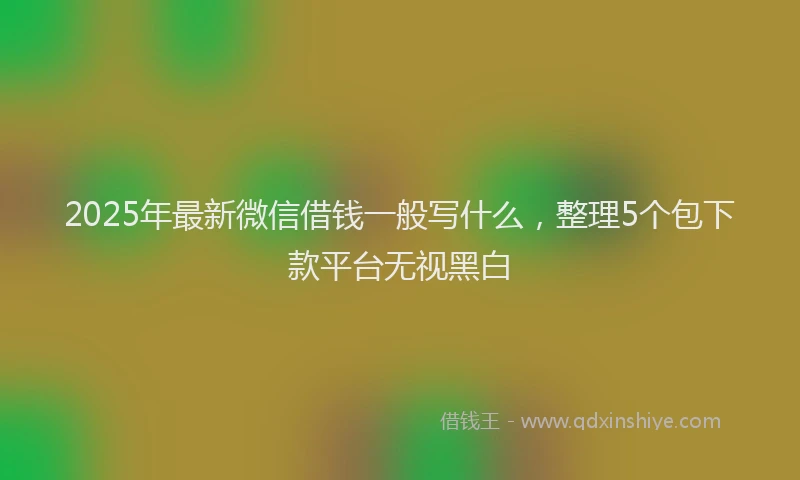 2025年最新微信借钱一般写什么，整理5个包下款平台无视黑白