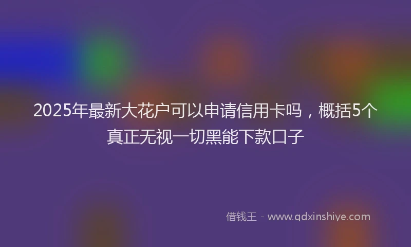 2025年最新大花户可以申请信用卡吗，概括5个真正无视一切黑能下款口子
