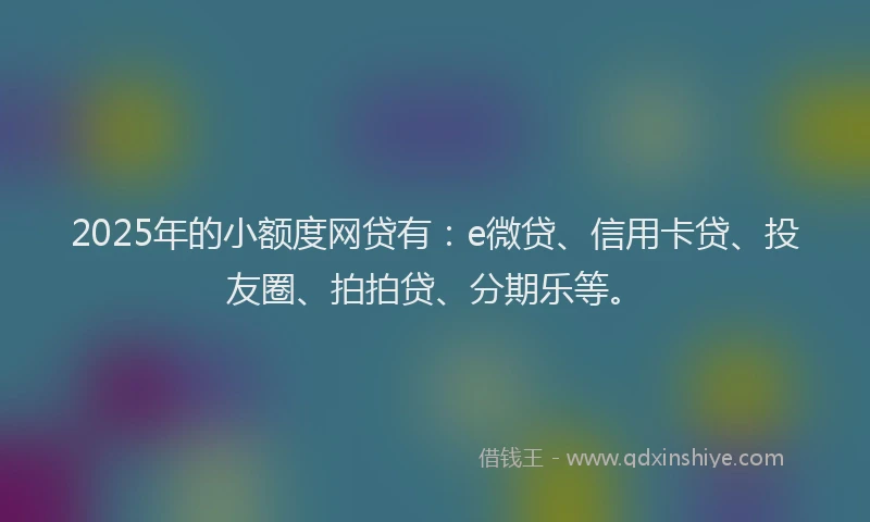 2025年的小额度网贷有：e微贷、信用卡贷、投友圈、拍拍贷、分期乐等。