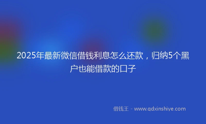 2025年最新微信借钱利息怎么还款，归纳5个黑户也能借款的口子