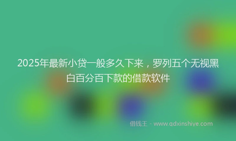 2025年最新小贷一般多久下来，罗列五个无视黑白百分百下款的借款软件