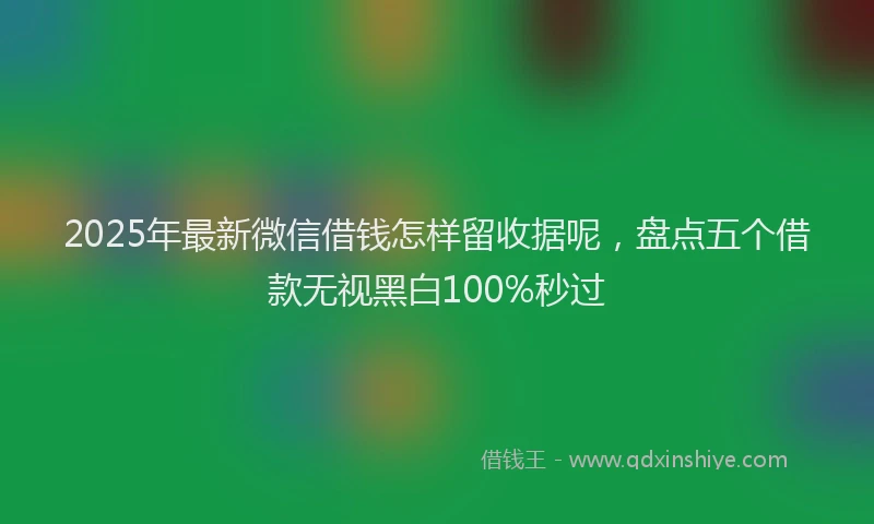 2025年最新微信借钱怎样留收据呢，盘点五个借款无视黑白100%秒过