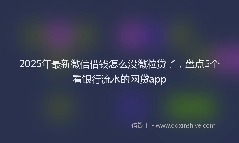 2025年最新微信借钱怎么没微粒贷了，盘点5个看银行流水的网贷app