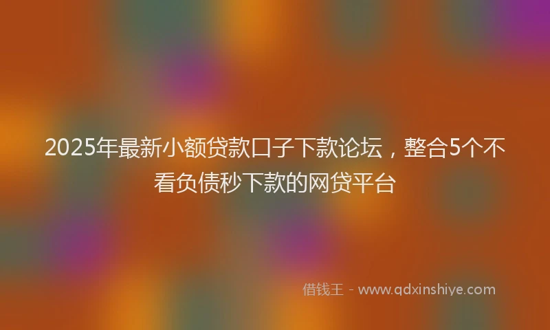2025年最新小额贷款口子下款论坛，整合5个不看负债秒下款的网贷平台