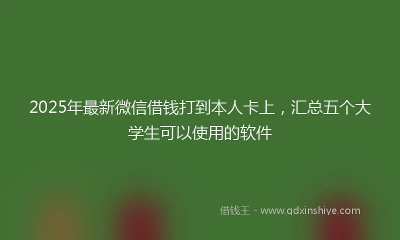 2025年最新微信借钱打到本人卡上，汇总五个大学生可以使用的软件
