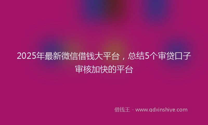2025年最新微信借钱大平台，总结5个审贷口子审核加快的平台