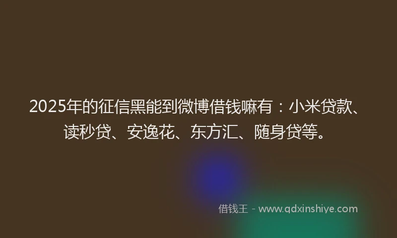 2025年的征信黑能到微博借钱嘛有：小米贷款、读秒贷、安逸花、东方汇、随身贷等。