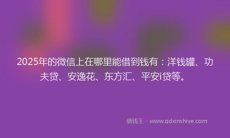 2025年的微信上在哪里能借到钱有：洋钱罐、功夫贷、安逸花、东方汇、平安i贷等。