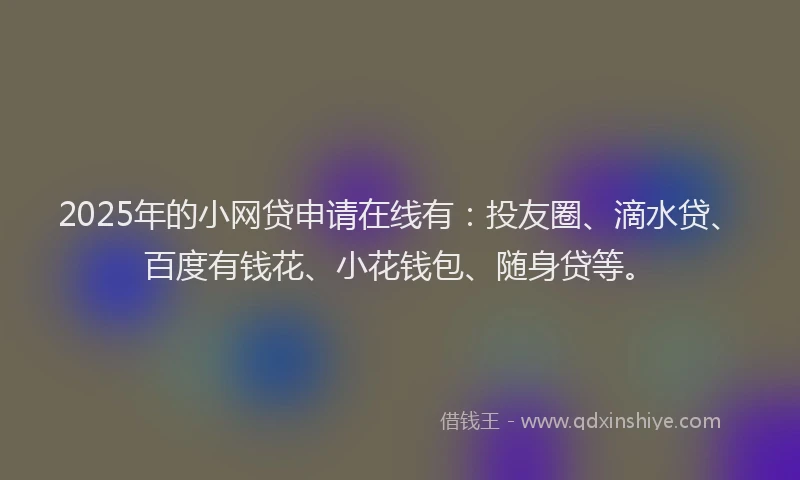 2025年的小网贷申请在线有：投友圈、滴水贷、百度有钱花、小花钱包、随身贷等。