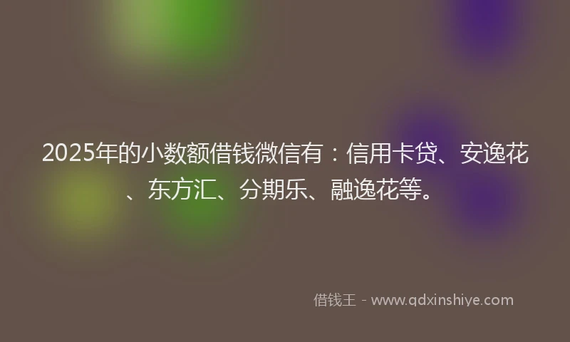 2025年的小数额借钱微信有：信用卡贷、安逸花、东方汇、分期乐、融逸花等。