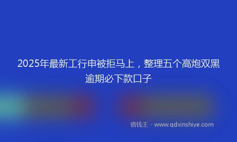 2025年最新工行申被拒马上，整理五个高炮双黑逾期必下款口子