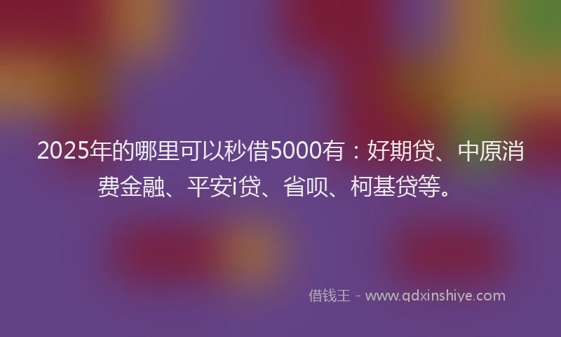 2025年的哪里可以秒借5000有：好期贷、中原消费金融、平安i贷、省呗、柯基贷等。